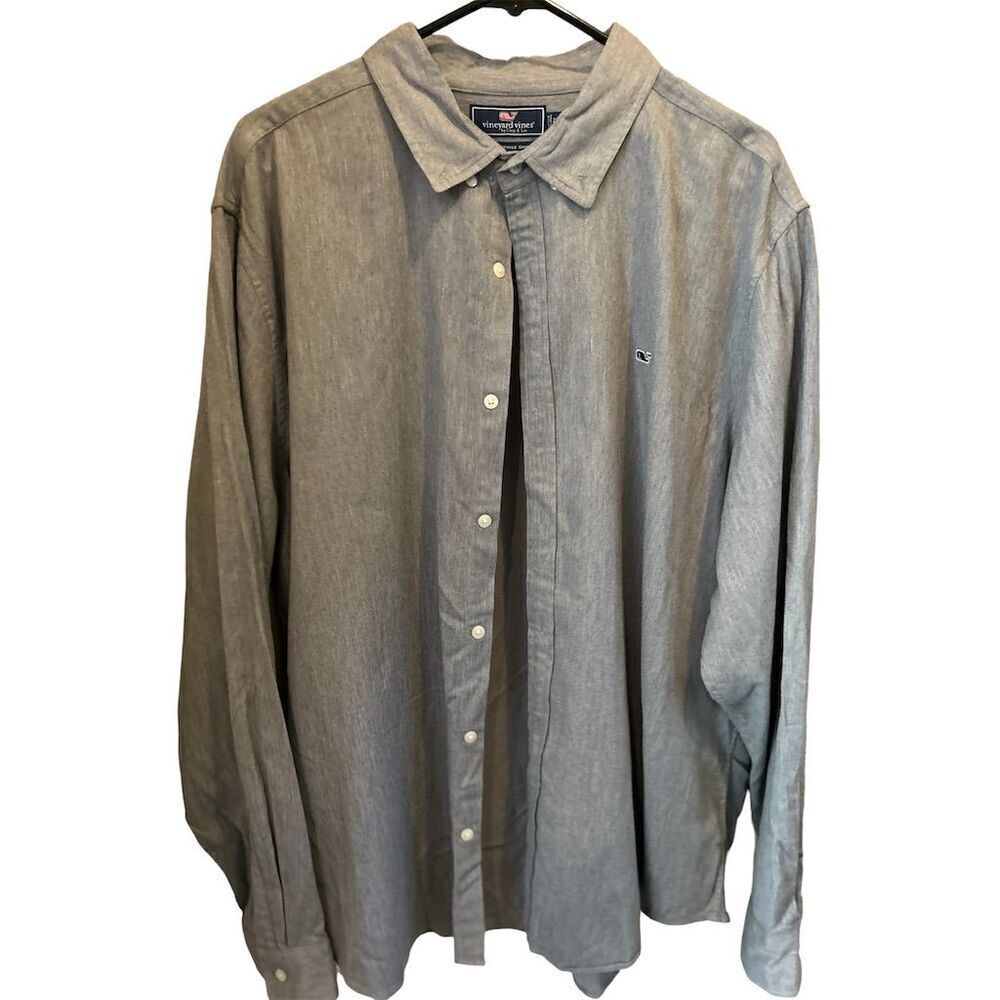Vineyard Vines Men's Gray Long Sleeve‎ Button-Down Shirt Size 2XL